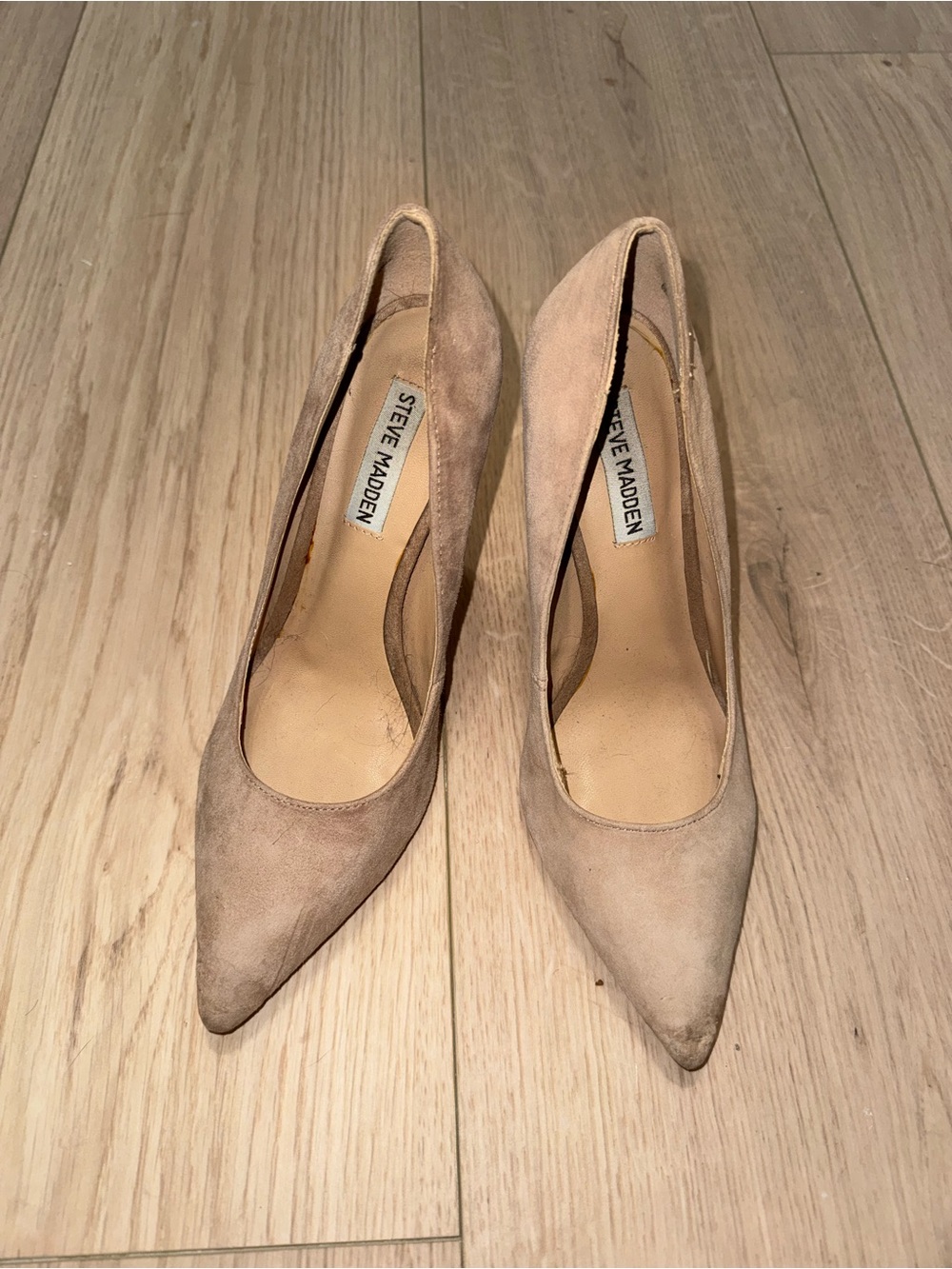 Steve Madden Beige Suede Pointed-Toe Pumps